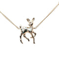 Chanel CC Logo Deer Motif Chain Pendant Necklace Gold Plated Faux Pearl Line