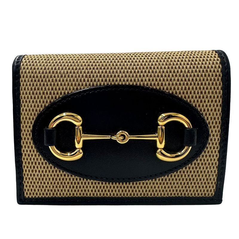 Gucci Wallet Horsebit Bifold Leather Navy