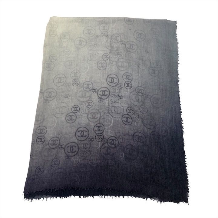 Chanel CC Logo Gradient Cashmere Large Shawl Scarf — view 5
