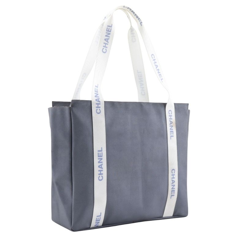 Chanel Logo Sport Line Nylon Gray Tote Bag — view 3
