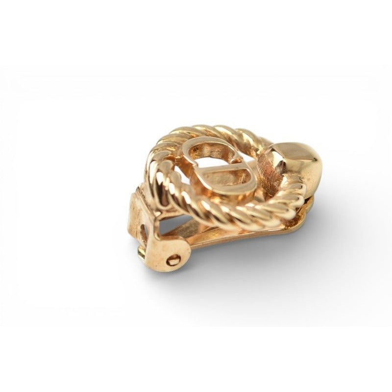 Dior Earrings Vintage CD Logo Gold — view 2