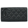 Chanel CC Logo Cambon Line Wallet Lambskin Leather Black