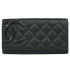 Chanel CC Logo Cambon Line Wallet Lambskin Leather Black
