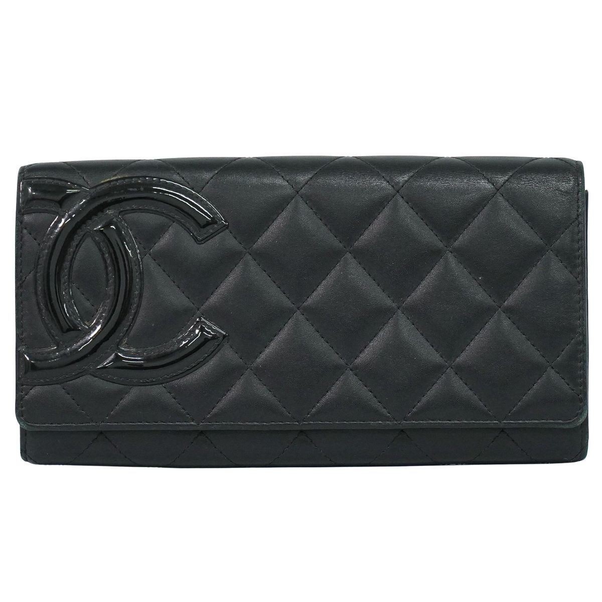 Chanel CC Logo Cambon Line Wallet Lambskin Leather Black