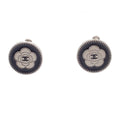 Chanel Earrings Silver Metal Round CC Logo Camellia Costume