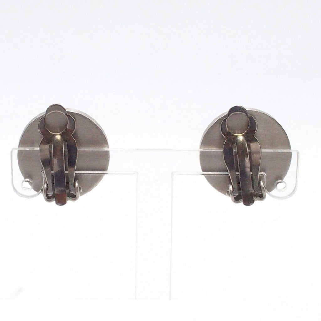 Chanel Earrings Silver Metal Round CC Logo Camellia Costume — view 3