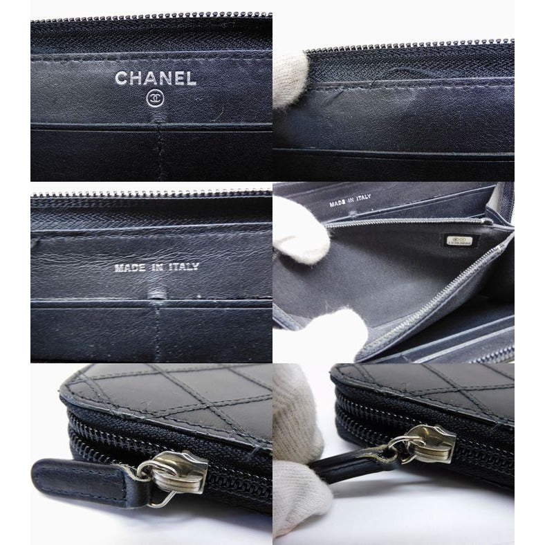 Chanel Bicolor Wallet Zipper External Repair Leather Black — view 4