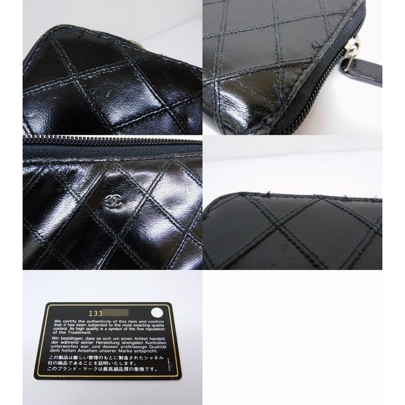 Chanel Bicolor Wallet Zipper External Repair Leather Black — view 6