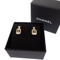 Chanel CC Logo Earrings Metal White Gold
