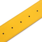Gucci Memorable Buckle g Logo Bicolor Leather Belt Yellow Blue — view 9
