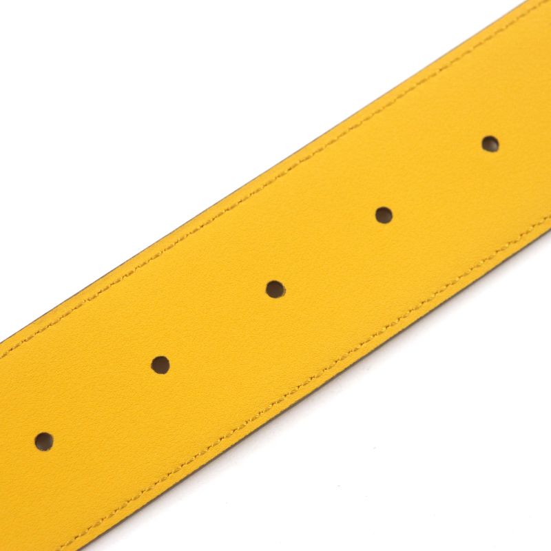 Gucci Memorable Buckle g Logo Bicolor Leather Belt Yellow Blue — view 9
