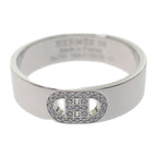 Hermes Hd'ancre PM 17.5 Size 58 B Ring 18K White Gold Diamond