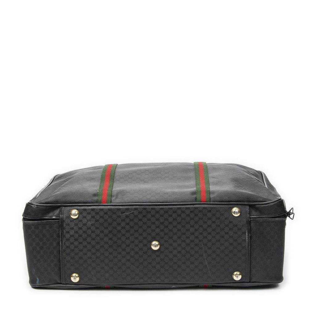 Gucci Vintage Large Travel Shoes Black Micro Guccissima Canvas AB — view 6