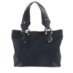Gucci GG Canvas Leather Handbag Tote Black