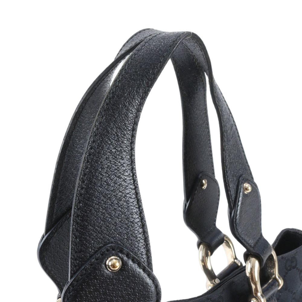 Gucci GG Canvas Leather Handbag Tote Black — view 2