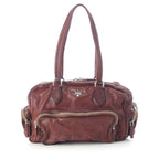 Prada Washed Leather Mini Boston Bag Brown