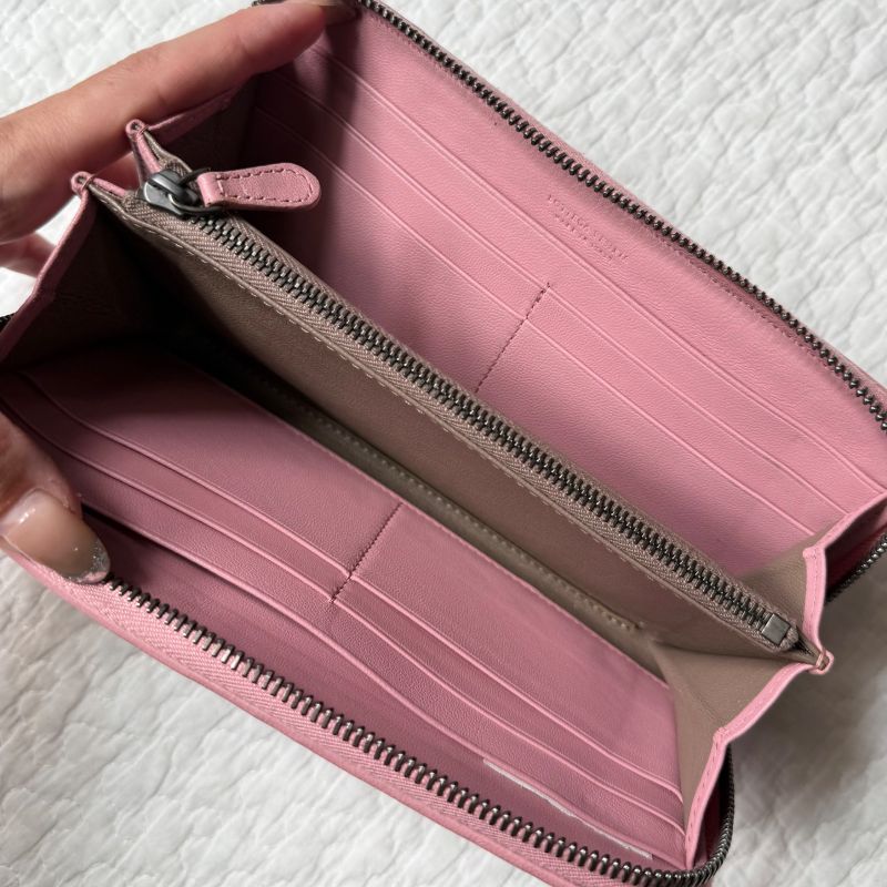 Bottega Veneta Intrecciato Round Zipper Long Wallet Leather Pink — view 8