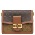 Louis Vuitton Shoulder Bag Dauphine MM Monogram Canvas Reverse Brown Gold Chain