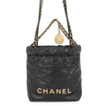 Chanel Handbag Mini CC Logo Shiny Calf Leather 2-Way Black
