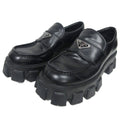 Prada Monolith Brushed Leather Loafers Triangle Plate Logo Thick