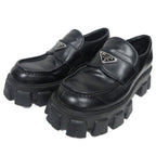Prada Monolith Brushed Leather Loafers Triangle Plate Logo Thick