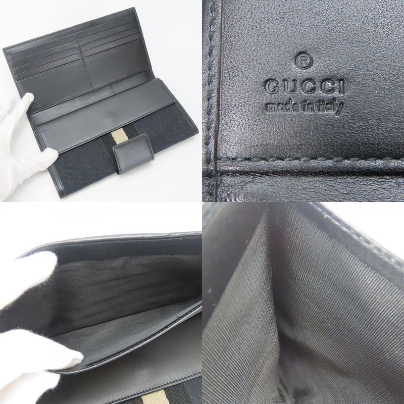 Gucci Long Wallet 035.0416.2180 Webline GG Canvas Black Fold Classic Women Men — view 6