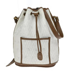 Dior Christian Shoulder Bag Honeycomb Drawstring White Brown Leather Vintage