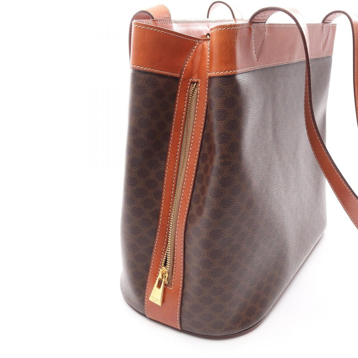 Celine Tote Macadam Dark Brown Canvas Leather — view 6