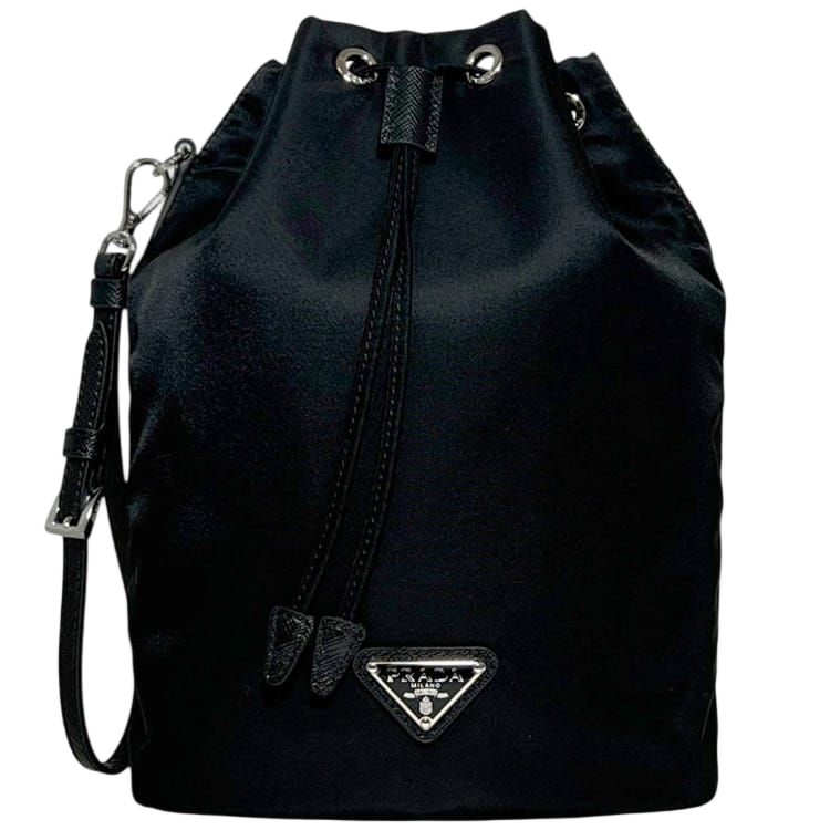 Prada Pouch Drawstring Handbag Vela 1 IC Tag Reactive Nylon Re-Nylon Saffiano