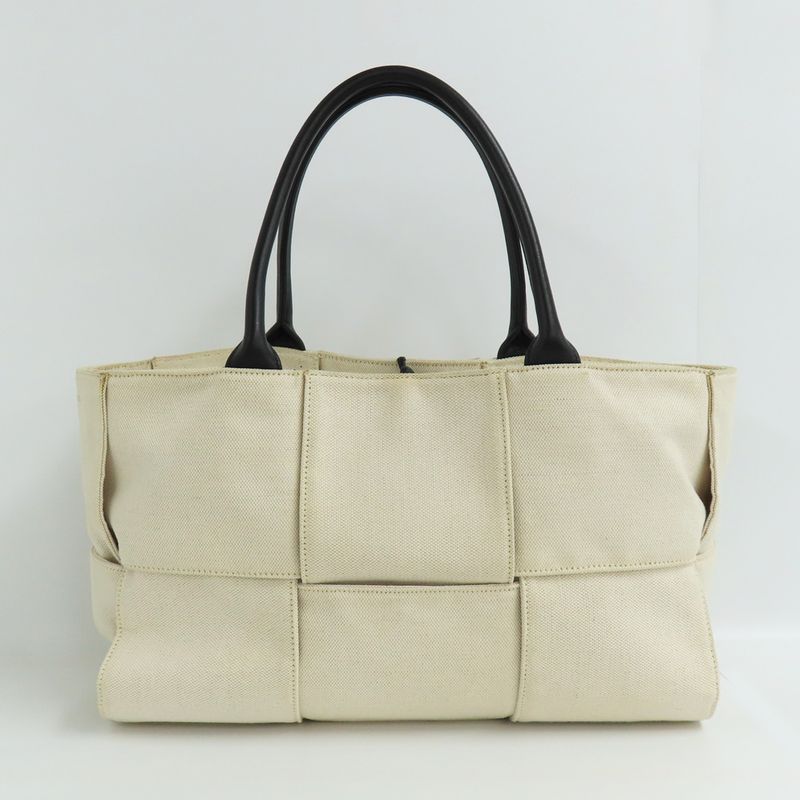 Bottega Veneta Arco Medium Tote Bag Intrecciato Beige White Canvas — view 3