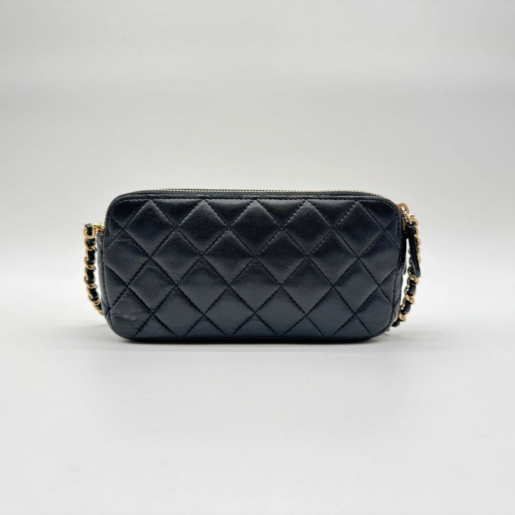 Chanel Super Chain Wallet Shoulder Bag Quilted Lambskin CC Logo Gold Leather — view 2