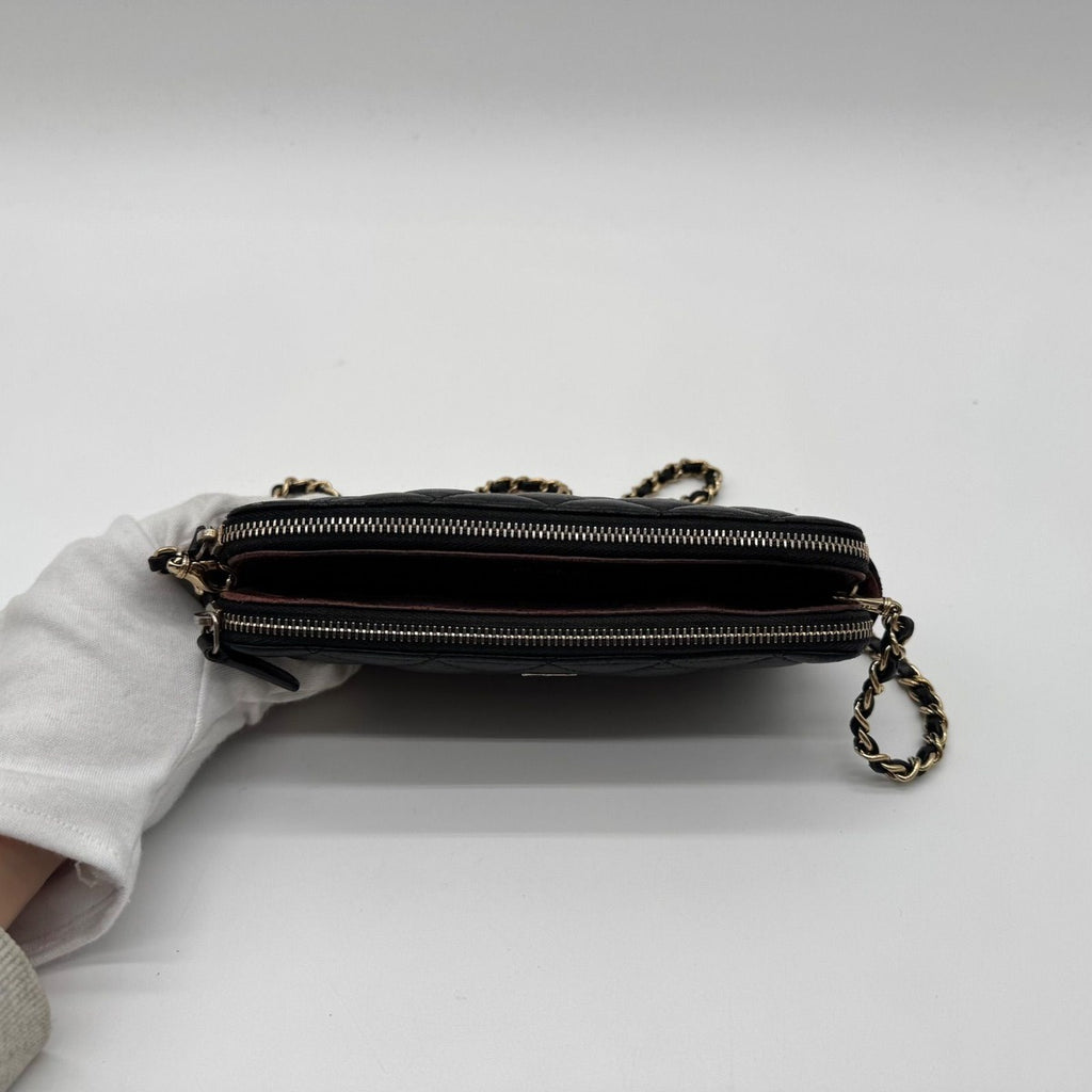 Chanel Super Chain Wallet Shoulder Bag Quilted Lambskin CC Logo Gold Leather — view 5