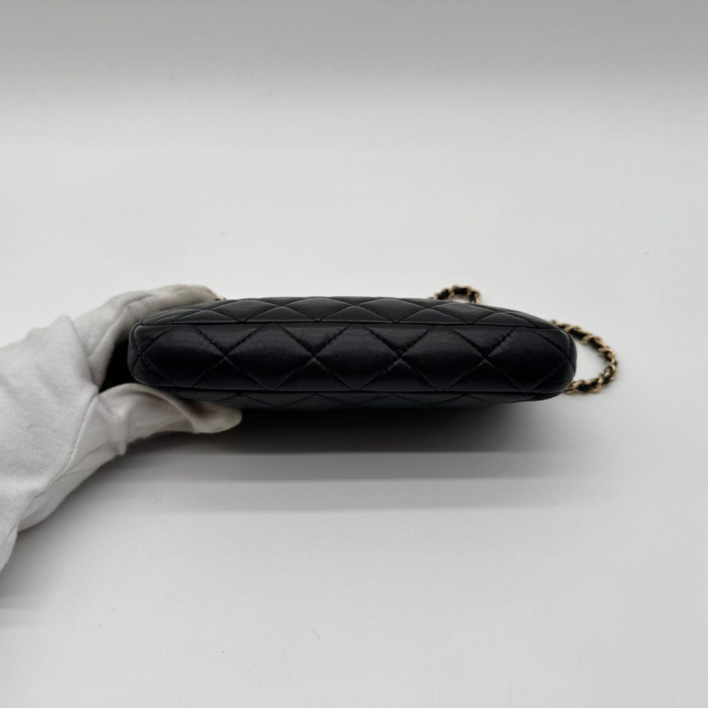 Chanel Super Chain Wallet Shoulder Bag Quilted Lambskin CC Logo Gold Leather — view 6