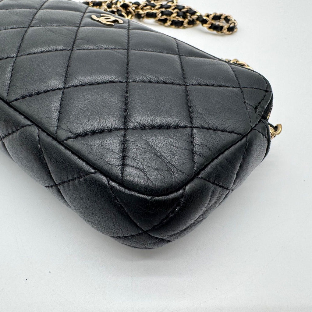 Chanel Super Chain Wallet Shoulder Bag Quilted Lambskin CC Logo Gold Leather — view 8