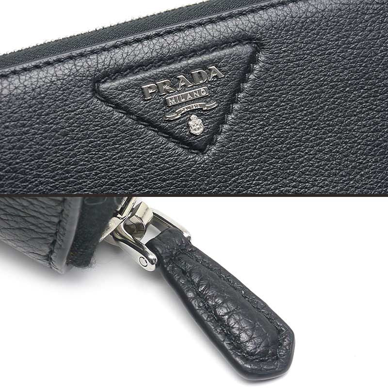 Prada Zip Around Long Wallet Black Leather — view 3