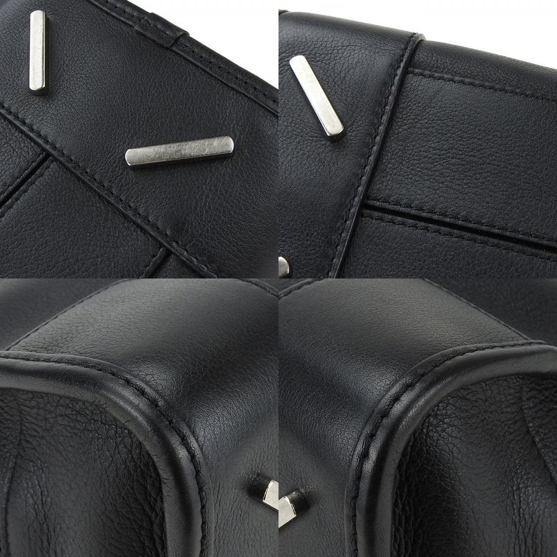 Loewe Handbag Amazona 28 Leather Black Silver Hardware 2-Way Shoulder Simple — view 3