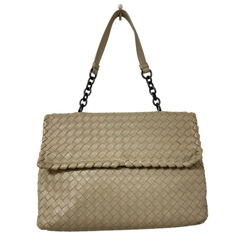 Bottega Veneta Olympia Intrecciato Chain Shoulder Bag Grey