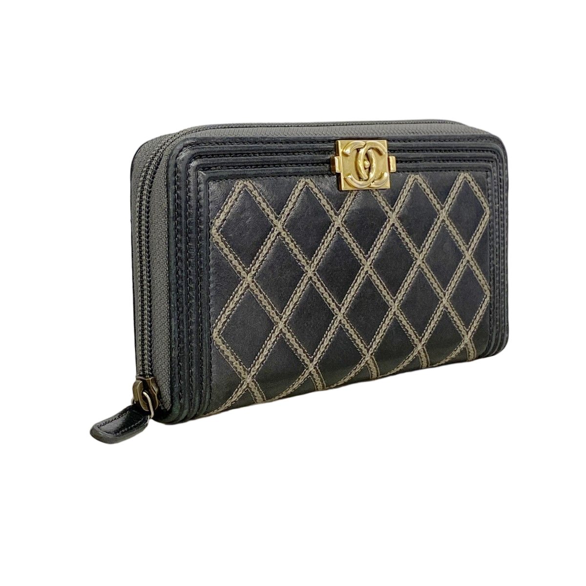 Chanel Wallet Boy Leather Black Gold — view 2