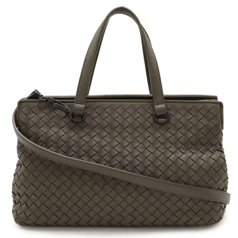 Bottega Veneta Intrecciato Handbag 2-Way Shoulder Bag Leather Khaki — view 2