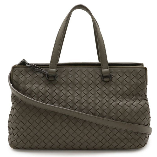 Bottega Veneta Intrecciato Handbag 2-Way Shoulder Bag Leather Khaki — view 2