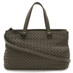 Bottega Veneta Intrecciato Handbag 2-Way Shoulder Bag Leather Khaki