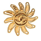 Chanel CC Logo Sun Motif Vintage Brooch Gold Plated