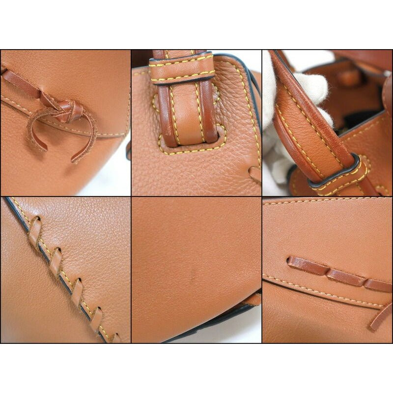 Loewe Hammock Small Shoulder Bag Leather Lace Brown Gold Black — view 7