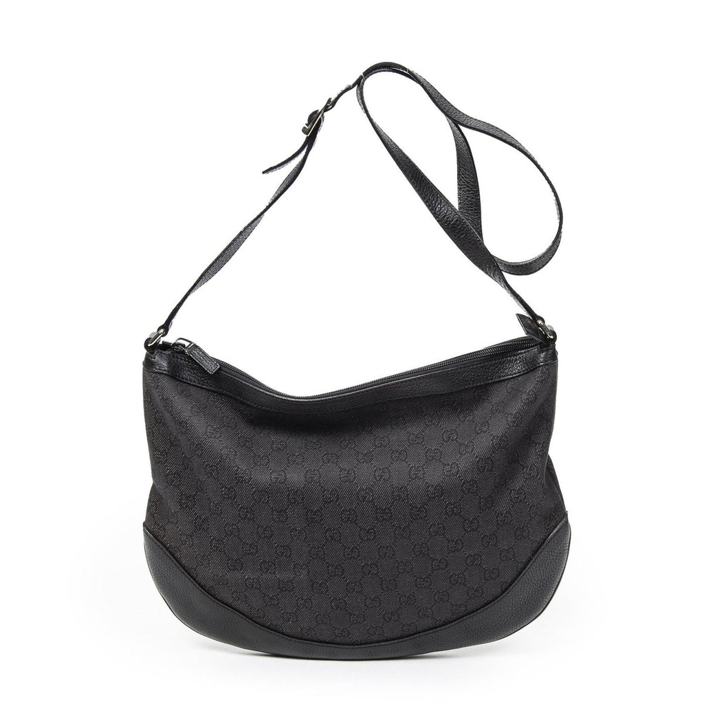 Gucci Half Moon Messenger Black GG Denim Canvas Jeans — view 5