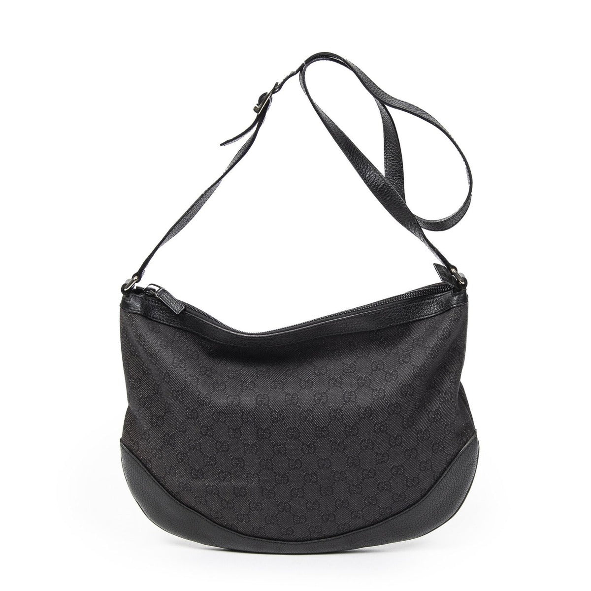 Gucci Half Moon Messenger Black GG Denim Canvas Jeans — view 5