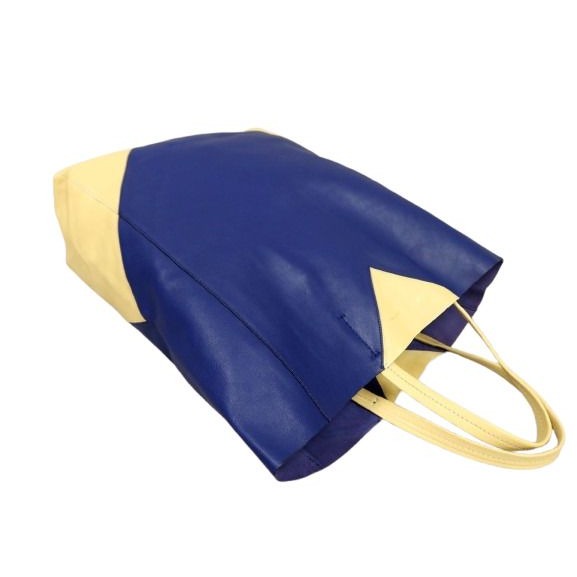 Celine Horizontal Cabas Tote Bag Cream Yellow Blue Calf Leather — view 2