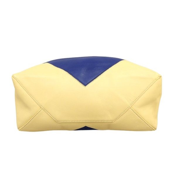 Celine Horizontal Cabas Tote Bag Cream Yellow Blue Calf Leather — view 4