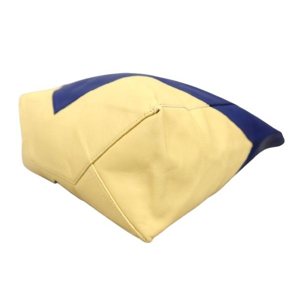 Celine Horizontal Cabas Tote Bag Cream Yellow Blue Calf Leather — view 5