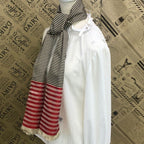 Chanel Shawl Scarf Striped Red CC Logo — view 7