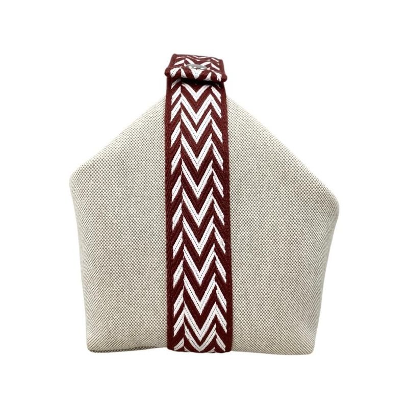 Hermes Bath Pouch Bride-a Black GM Toile Canvas H Logo Zigzag Rouge Ash Red — view 3